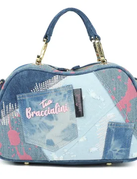 Candy Jeans Bauletto a mano e tracolla B19117 Blu - Braccialini - FashionsVida
