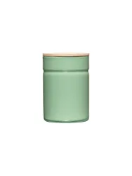 Frischhaltedose - Emaille Vorratsdose mit Eschenholz-Deckel Truehomewear 12 cm 525ml grün baby