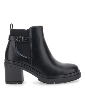 Stivaletti neri con tacco medio e cinturino laterale P629 39 - THE FIRST - FashionsVida