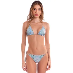Conjunto de bikini completo con sujetador triángulo y braga con lazo