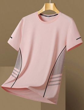 Camiseta de secado rápido para mujer, camiseta de seda de hielo con cuello redondo y manga corta, camiseta elástica absorbente de sudor y secado rá