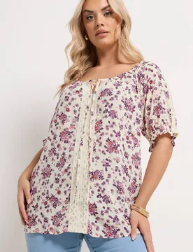 Women's Ditsy Floral Top Size: 30-32 - Multicolor - Size: 30-32 - Yours - FashionsVida