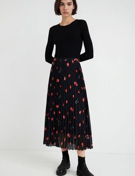 Robe midi ajustée deux pièces, Noir, S