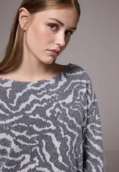 Street One Flauschiges Shirt mit Muster female Blau