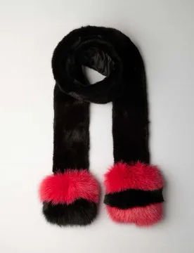 Bufanda larga de pelo de visón con extremos de pelo de zorro - De la Roca - FashionsVida
