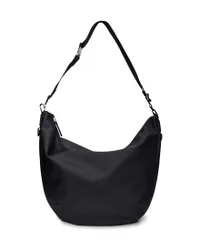 Valera Shoulder Bag nera misura grande a mezza luna in tessuto impermeabile con tracolla regolabile
