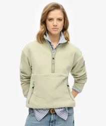 Superdry Women's Active Fleecepullover mit Halbem Reißverschluss Grün - Größe: 36