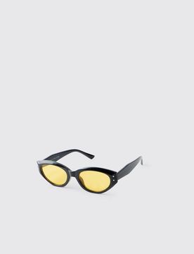 Herren Getönte Ovale Klobige Sonnenbrille Black