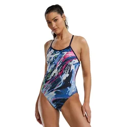 Crosscut Tiebak Transt Swimsuit Navy / Multi 26 Women