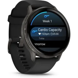 Venu 4 (45mm) Bisel con correa de silicona negra Smartwatch