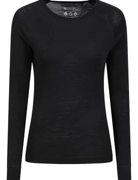 Merino Womens Base Layer Top II - Black - Black - Size: 16 - Mountain Warehouse - FashionsVida