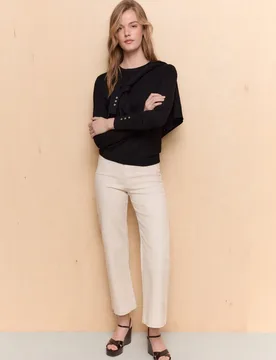Jersey de mujer detalle botón puño cuello redondo - Easy Wear - FashionsVida