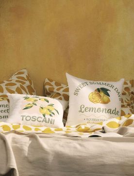 Set di federe in cotone con motivo di limoni 2 pack - panna