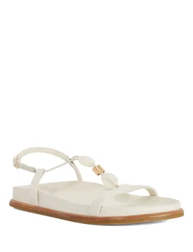 Womens Ladies Lottee - Flat Cross Cover Ankle Strap Sandals - White Leather - Size Uk 6 - Dune london - FashionsVida