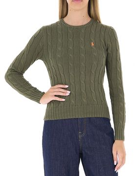 Maglione a trecce POLO VERDE OLIVA M