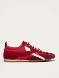 Suede Lace Up Trainers Red female