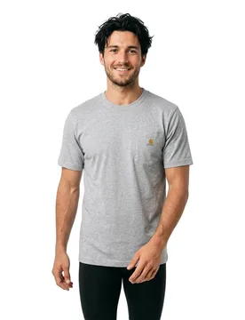 Maglietta A Maniche Corte Dearborn Relaxed Pocket Heather Grey M - Carhartt - FashionsVida