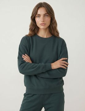 Felpa basic crewneck - verde petrolio