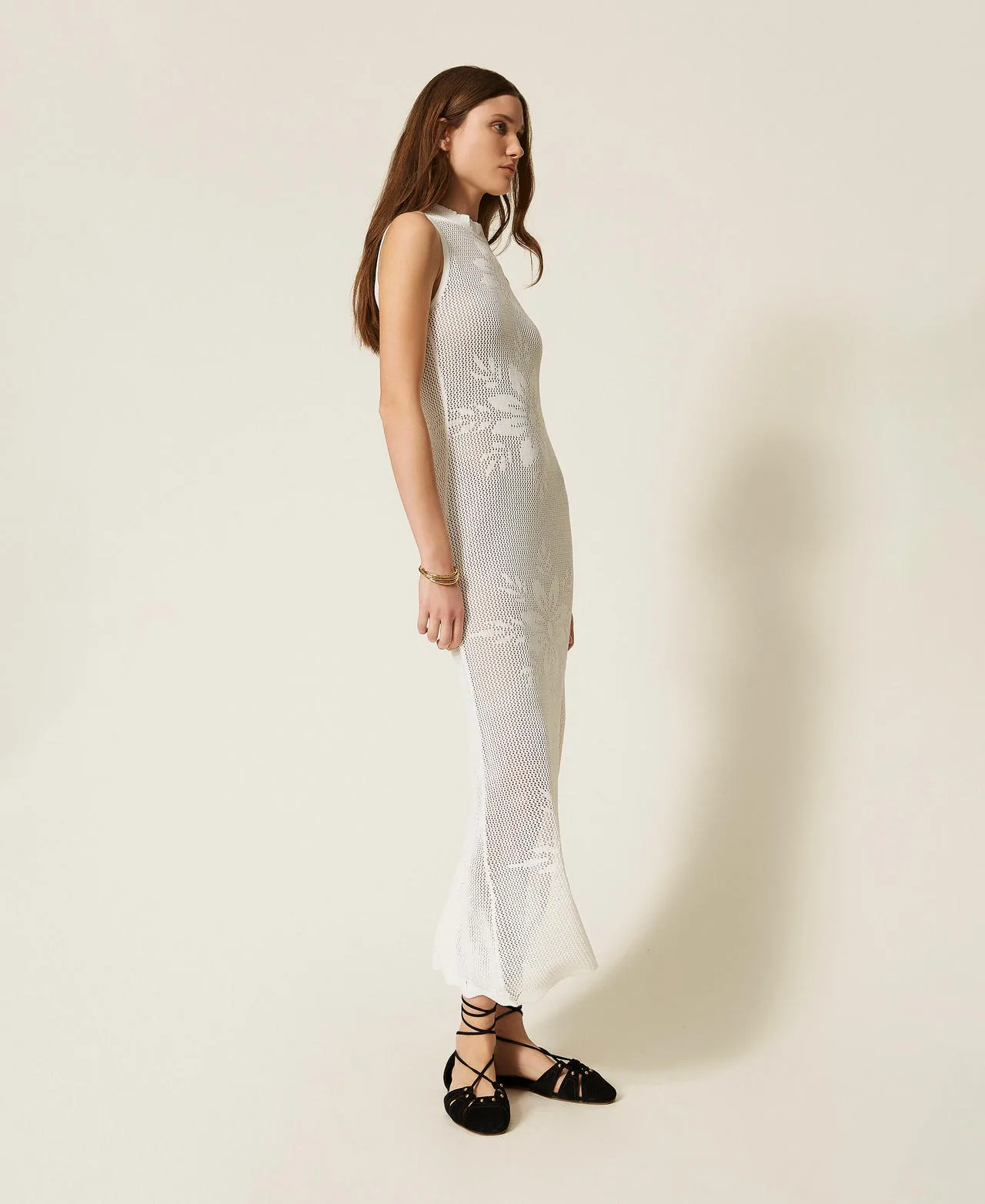 Robe longue en maille florale - TWINSET - FashionsVida