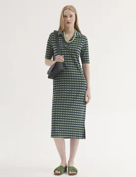 Vestido midi estilo camisero de cuadros - Nice Things - FashionsVida