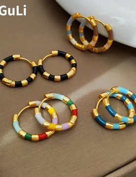 Trendy Jewelry Vintage Temperament Metal Colorful Hoop Earrings For Girl Women Party Gifts Sweet Design Ear Accessories - Aliexpress - FashionsVida