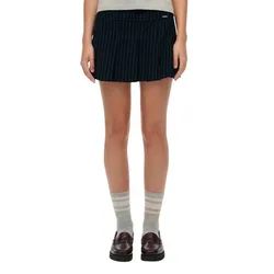Jupe Courte Pinstripe Pleat Mini Navy Pinstripe L