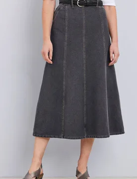 Women's Jersey Denim Pull-On Maxi Skirt in Grey Size: 14 - Grey - Size: 14 - Cotton Traders - FashionsVida