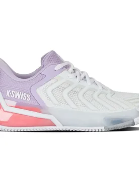 Ultra Shot 4 Clay Shoes White / Orchid Petal / Neon Blaze UK 7.5 - K-swiss - FashionsVida