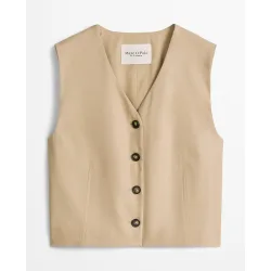 Chaleco de traje recortado de viscosa lino stretch