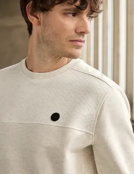 Street One Strukturmix Melange Pullover male Beige - Street One MEN - FashionsVida