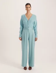 Pure Wool Wide Leg Trousers Light Green female