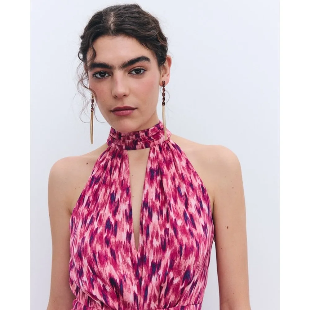 Vestido cuello halter jacquard de mujer - Tintoretto - FashionsVida