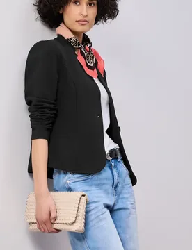 Blazer aus Jersey mit Struktur female Schwarz