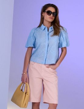 Pantaloncini jorts in denim con vita media - rosa