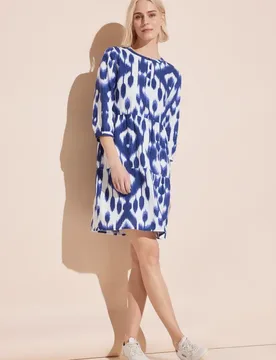 Leinen Kleid mit Print female Blau - Street One - FashionsVida