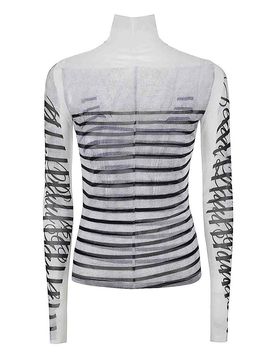 Top a maniche lunghe in spandex e rete