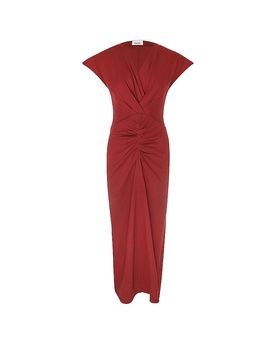 Vestido midi NADRA rojo oscuro 38