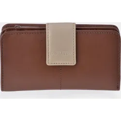 Monedero billetero mujer con cremallera en piel color negro y rojo