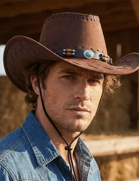 Vintage Wide Brim Western Cowboy Hat Polyester Leather Belt Fedora Hat Windproof Breathable Sun Hat Theme Party - Aliexpress - FashionsVida