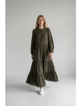 Para mujer. 261TF2051 Vestido volantes (40), Casual, Algodón, Manga larga