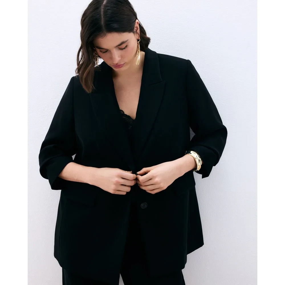 Blazer básico liso de mujer - Couchel - FashionsVida