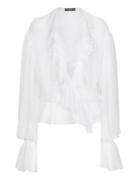 Blusa in chiffon con volant