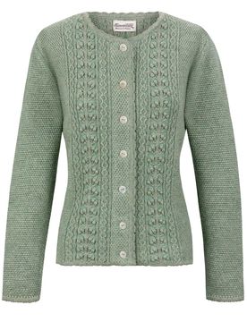 Trachtenstrickjacke Mabella (salbei, Gr. 38) von Heimatgwand für Damen, Oberteile, 80% Wolle, 20% Polyamid