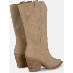 Botas cowboy de mujer en piel con tiradores laterales