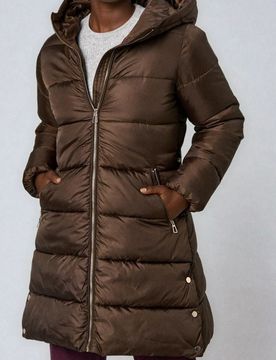 Cappotto trapuntato con cappuccio - marrone scuro