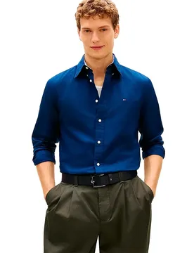 T-shirt à Manches Longues Linen Blend Solid Carbon Navy L
