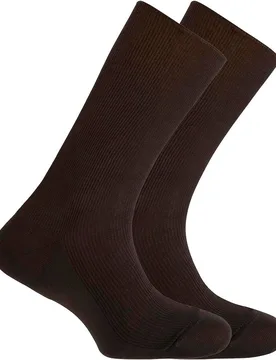 Pack de 2 pares de calcetines en algodón mercerizado de hombre relax cortos en color marrón - Punto Blanco - FashionsVida