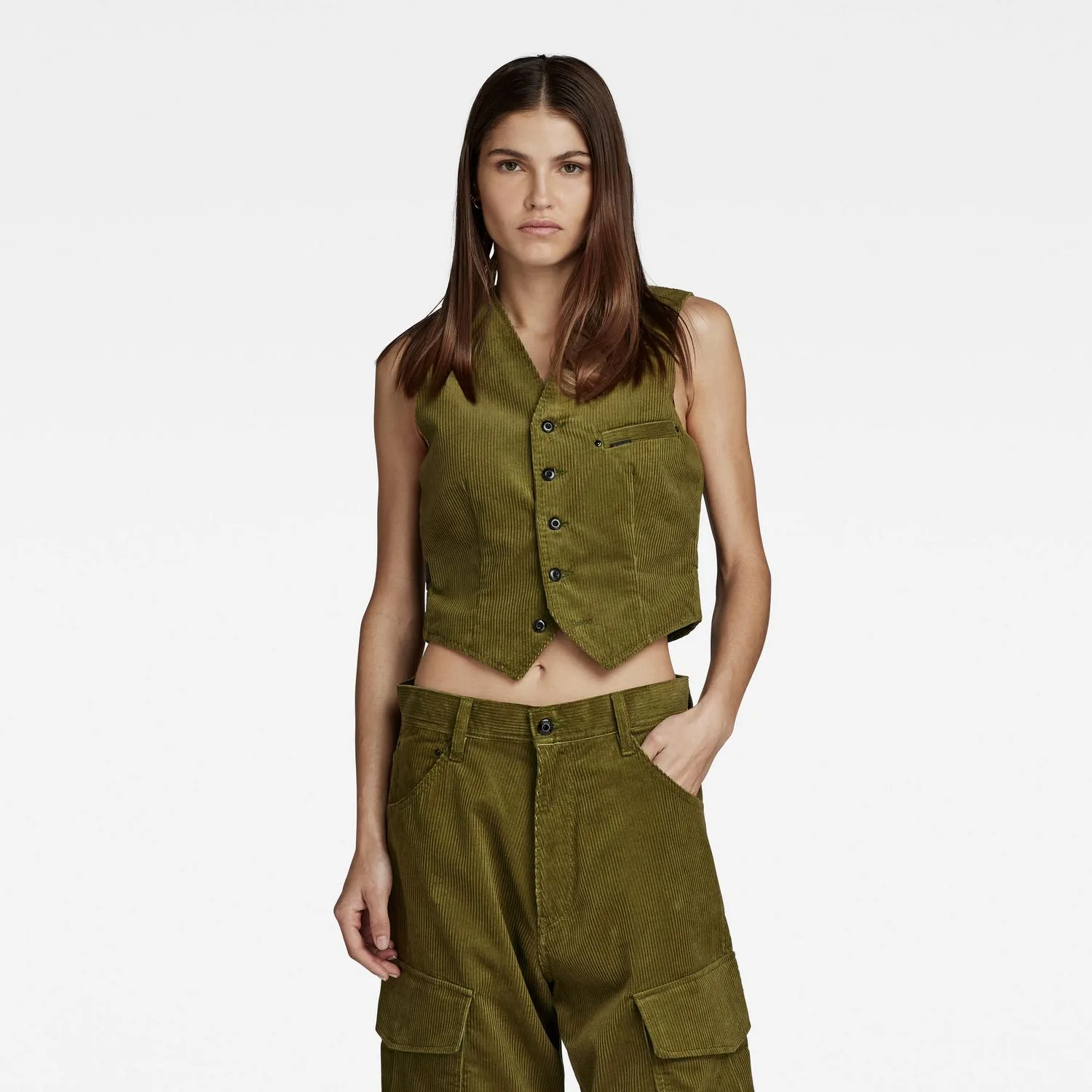 XL Cord waistcoat s-less female - XL - FashionsVida