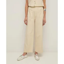 Pantalones anchos de mujer con bolsillos frontales y cintura de goma