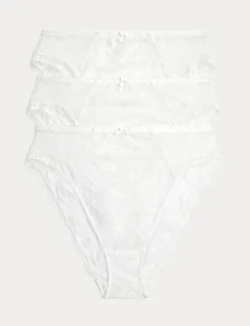 Pk Jasmine Lace High Waisted High Leg Knickers White female - M&S - FashionsVida